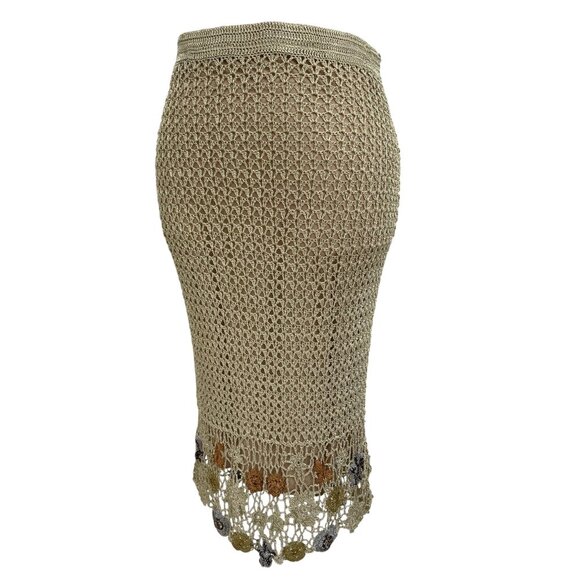 Boho Crochet Midi Skirt Floral Lace Cottagecore Festival Young Essence XL - Picture 5 of 8